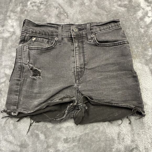 DENIZEN from Levi’s Women’s Jean Shorts Sz.25 Black Super High Rise Cut Off - Picture 1 of 8